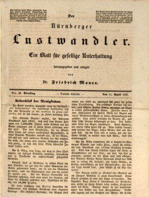 Süddeutsche Blätter für Leben, Wissenschaft und Kunst Dienstag 11. April 1837