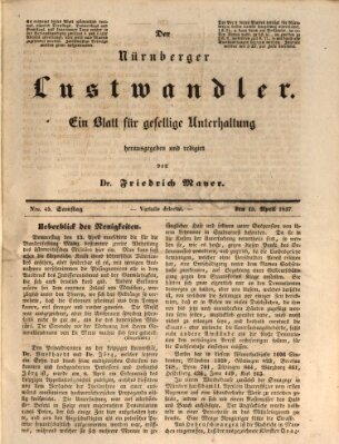 Süddeutsche Blätter für Leben, Wissenschaft und Kunst Samstag 15. April 1837