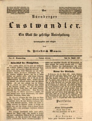 Süddeutsche Blätter für Leben, Wissenschaft und Kunst Donnerstag 20. April 1837