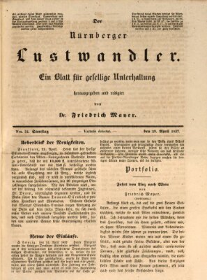 Süddeutsche Blätter für Leben, Wissenschaft und Kunst Samstag 29. April 1837