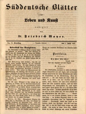 Süddeutsche Blätter für Leben, Wissenschaft und Kunst Samstag 1. Juli 1837