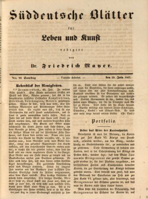 Süddeutsche Blätter für Leben, Wissenschaft und Kunst Samstag 29. Juli 1837