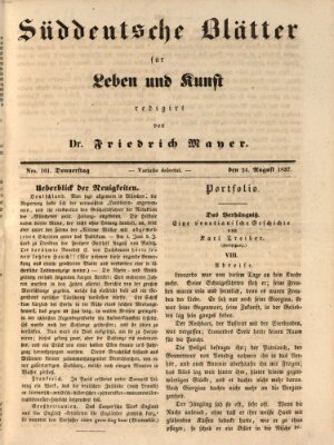 Süddeutsche Blätter für Leben, Wissenschaft und Kunst Donnerstag 24. August 1837