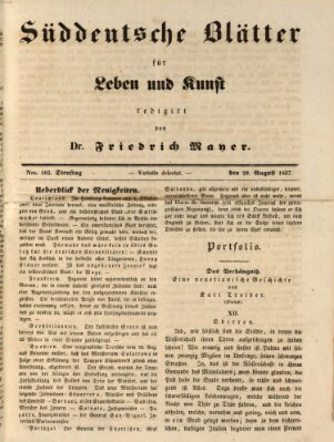 Süddeutsche Blätter für Leben, Wissenschaft und Kunst Dienstag 29. August 1837