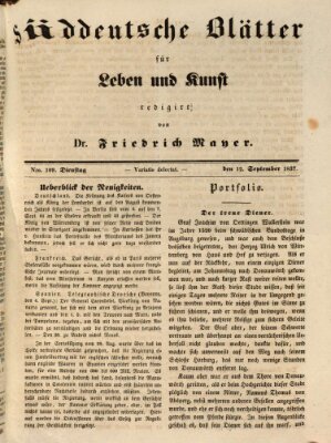 Süddeutsche Blätter für Leben, Wissenschaft und Kunst Dienstag 12. September 1837