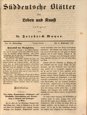 Süddeutsche Blätter für Leben, Wissenschaft und Kunst Donnerstag 14. September 1837