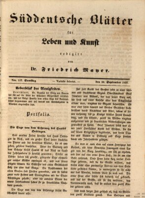 Süddeutsche Blätter für Leben, Wissenschaft und Kunst Samstag 30. September 1837