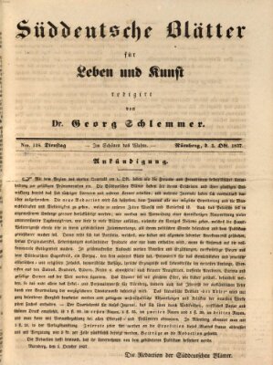 Süddeutsche Blätter für Leben, Wissenschaft und Kunst Dienstag 3. Oktober 1837