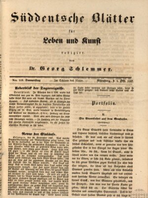 Süddeutsche Blätter für Leben, Wissenschaft und Kunst Donnerstag 5. Oktober 1837