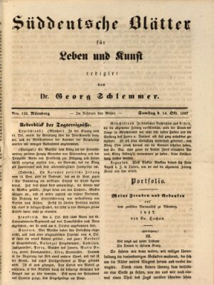 Süddeutsche Blätter für Leben, Wissenschaft und Kunst Samstag 14. Oktober 1837