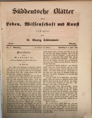 Süddeutsche Blätter für Leben, Wissenschaft und Kunst Samstag 6. Januar 1838