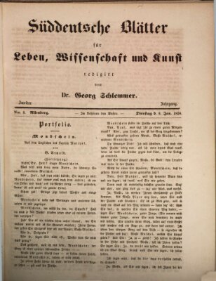 Süddeutsche Blätter für Leben, Wissenschaft und Kunst Dienstag 9. Januar 1838