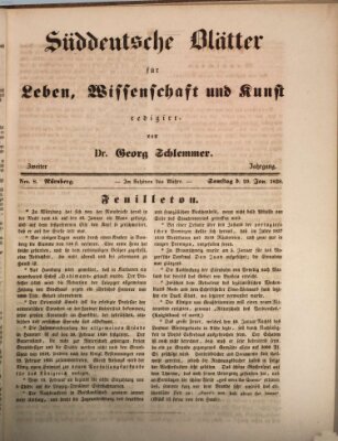 Süddeutsche Blätter für Leben, Wissenschaft und Kunst Samstag 20. Januar 1838