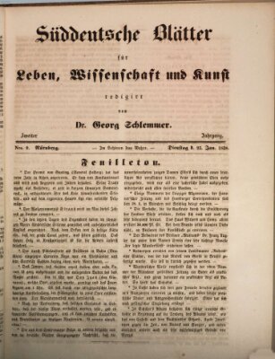 Süddeutsche Blätter für Leben, Wissenschaft und Kunst Dienstag 23. Januar 1838