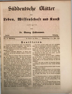 Süddeutsche Blätter für Leben, Wissenschaft und Kunst Donnerstag 25. Januar 1838