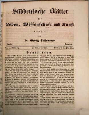 Süddeutsche Blätter für Leben, Wissenschaft und Kunst Dienstag 20. Februar 1838