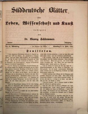 Süddeutsche Blätter für Leben, Wissenschaft und Kunst Samstag 24. Februar 1838