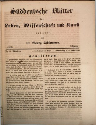 Süddeutsche Blätter für Leben, Wissenschaft und Kunst Donnerstag 15. März 1838