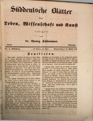 Süddeutsche Blätter für Leben, Wissenschaft und Kunst Donnerstag 26. April 1838