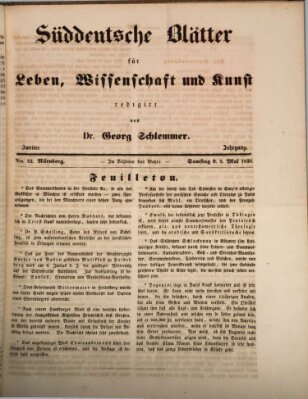 Süddeutsche Blätter für Leben, Wissenschaft und Kunst Samstag 5. Mai 1838