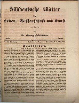 Süddeutsche Blätter für Leben, Wissenschaft und Kunst Donnerstag 31. Mai 1838