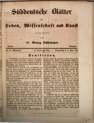 Süddeutsche Blätter für Leben, Wissenschaft und Kunst Donnerstag 21. Juni 1838
