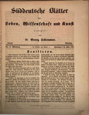 Süddeutsche Blätter für Leben, Wissenschaft und Kunst Samstag 23. Juni 1838