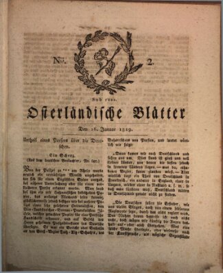 Osterländische Blätter Samstag 16. Januar 1819