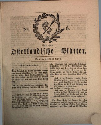 Osterländische Blätter Samstag 13. Februar 1819