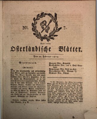 Osterländische Blätter Samstag 20. Februar 1819