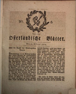 Osterländische Blätter Samstag 27. Februar 1819