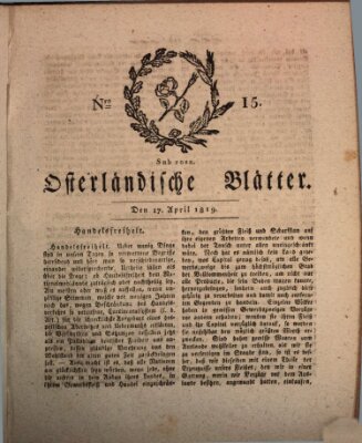 Osterländische Blätter Samstag 17. April 1819