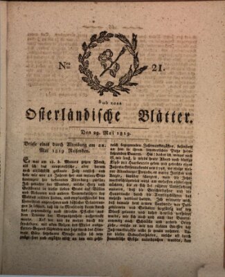 Osterländische Blätter Samstag 29. Mai 1819