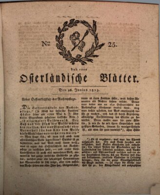 Osterländische Blätter Samstag 26. Juni 1819