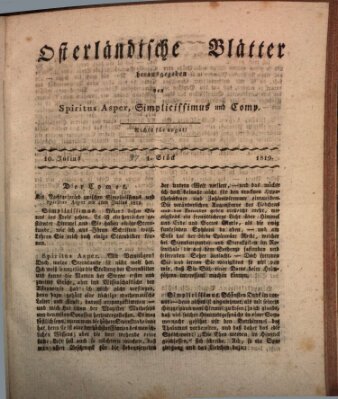 Osterländische Blätter Samstag 10. Juli 1819