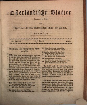 Osterländische Blätter Samstag 24. Juli 1819