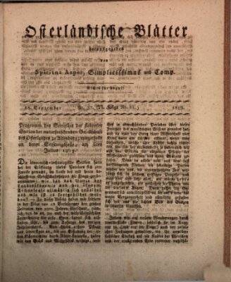 Osterländische Blätter Samstag 18. September 1819