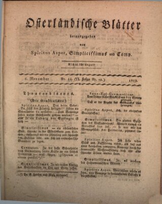 Osterländische Blätter Samstag 6. November 1819