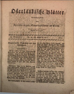 Osterländische Blätter Samstag 20. November 1819