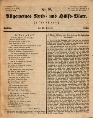 Allgemeines Noth- und Hülfs-Blatt Freitag 26. Dezember 1845