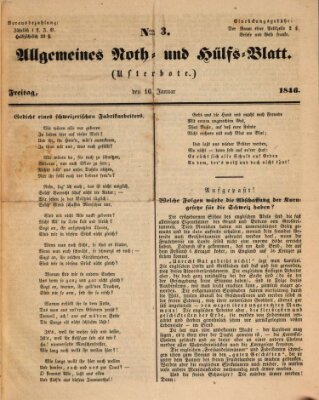 Allgemeines Noth- und Hülfs-Blatt Freitag 16. Januar 1846