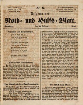 Allgemeines Noth- und Hülfs-Blatt Samstag 21. Februar 1846