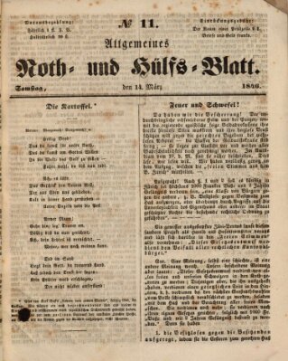 Allgemeines Noth- und Hülfs-Blatt Samstag 14. März 1846