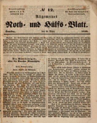 Allgemeines Noth- und Hülfs-Blatt Samstag 21. März 1846