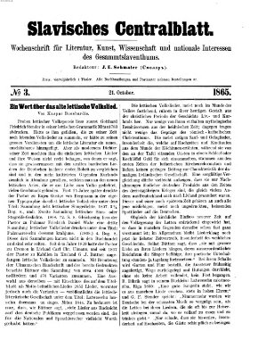 Slavisches Centralblatt (Centralblatt für slavische Literatur und Bibliographie) Samstag 21. Oktober 1865