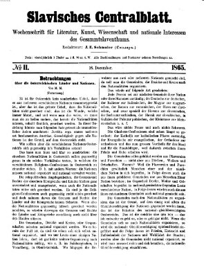 Slavisches Centralblatt (Centralblatt für slavische Literatur und Bibliographie) Samstag 16. Dezember 1865