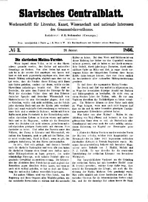 Slavisches Centralblatt (Centralblatt für slavische Literatur und Bibliographie) Samstag 20. Januar 1866