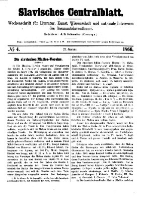 Slavisches Centralblatt (Centralblatt für slavische Literatur und Bibliographie) Samstag 27. Januar 1866