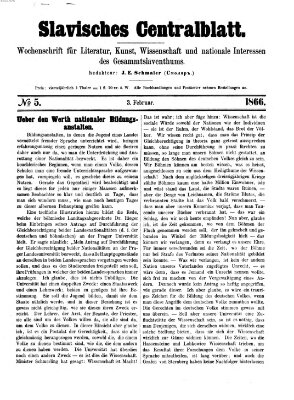 Slavisches Centralblatt (Centralblatt für slavische Literatur und Bibliographie) Samstag 3. Februar 1866