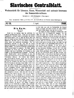 Slavisches Centralblatt (Centralblatt für slavische Literatur und Bibliographie) Samstag 7. April 1866